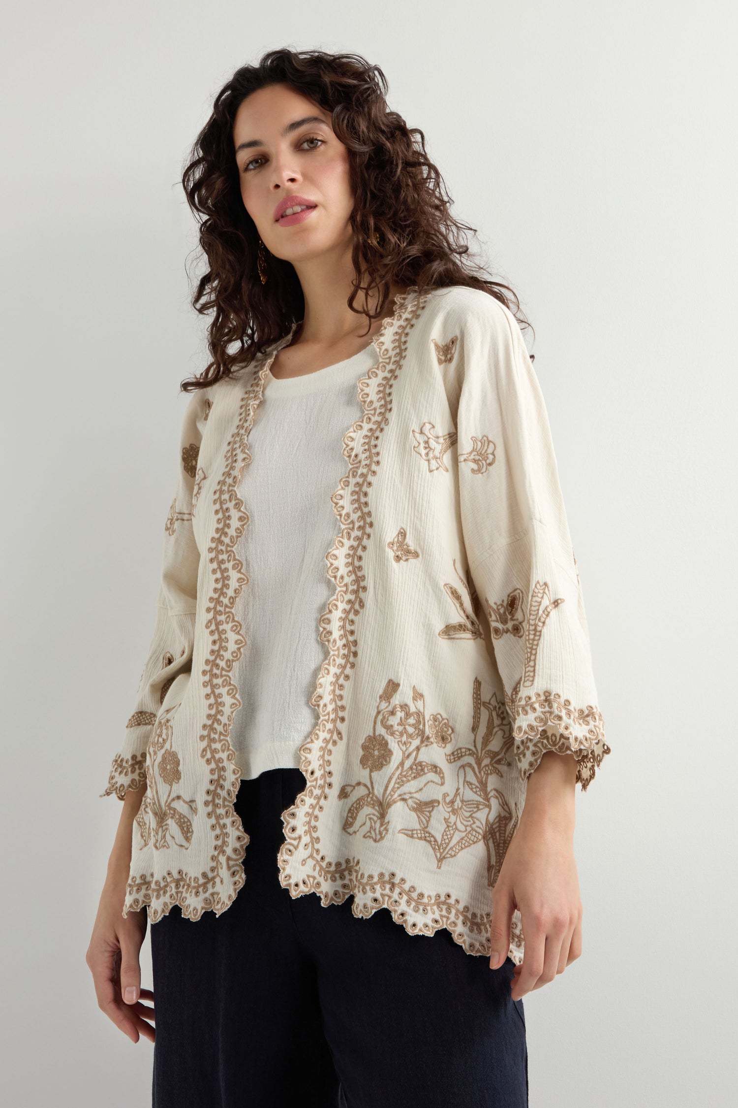 Embroidered Tranquility Cotton Kimono