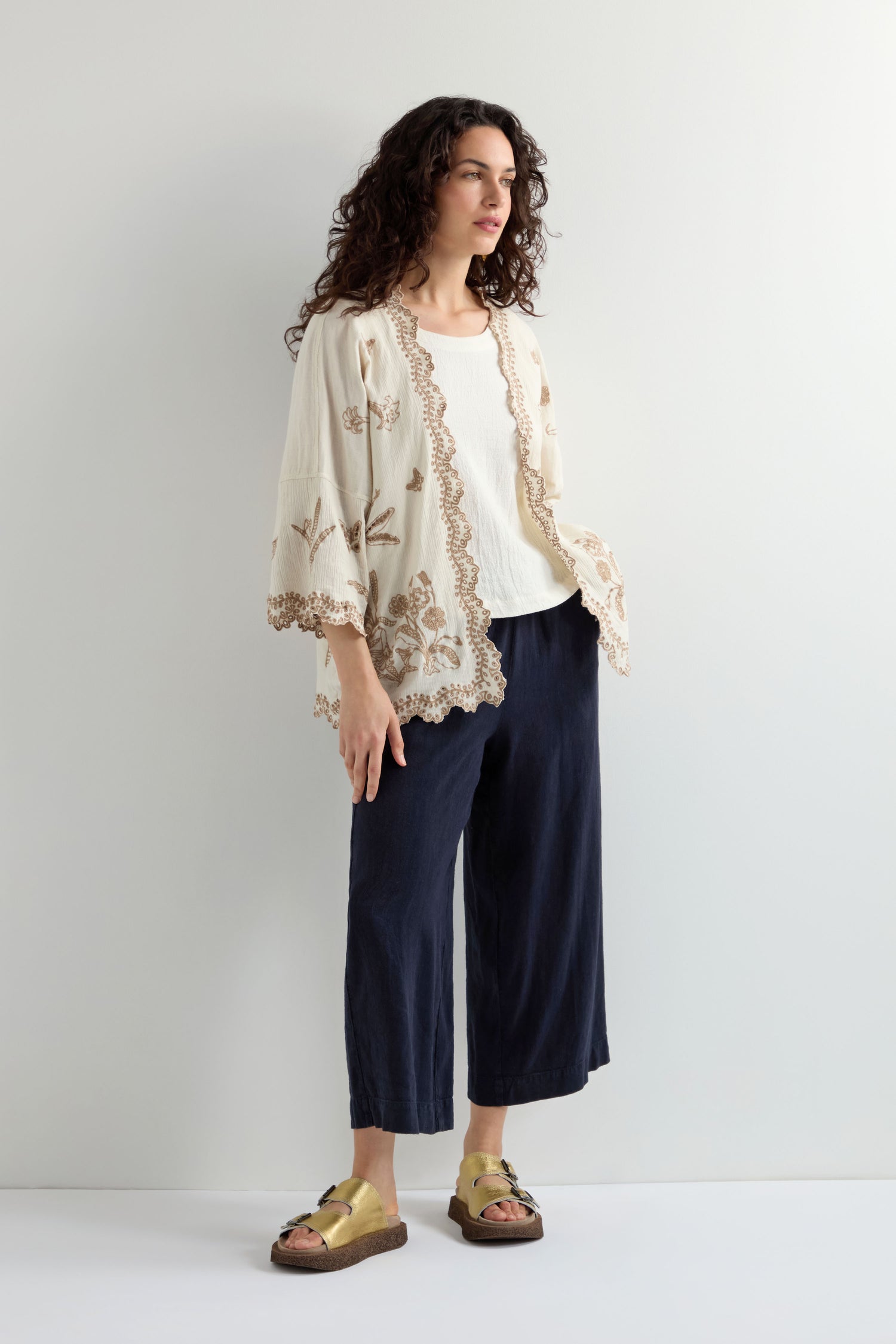 Embroidered Tranquility Cotton Kimono