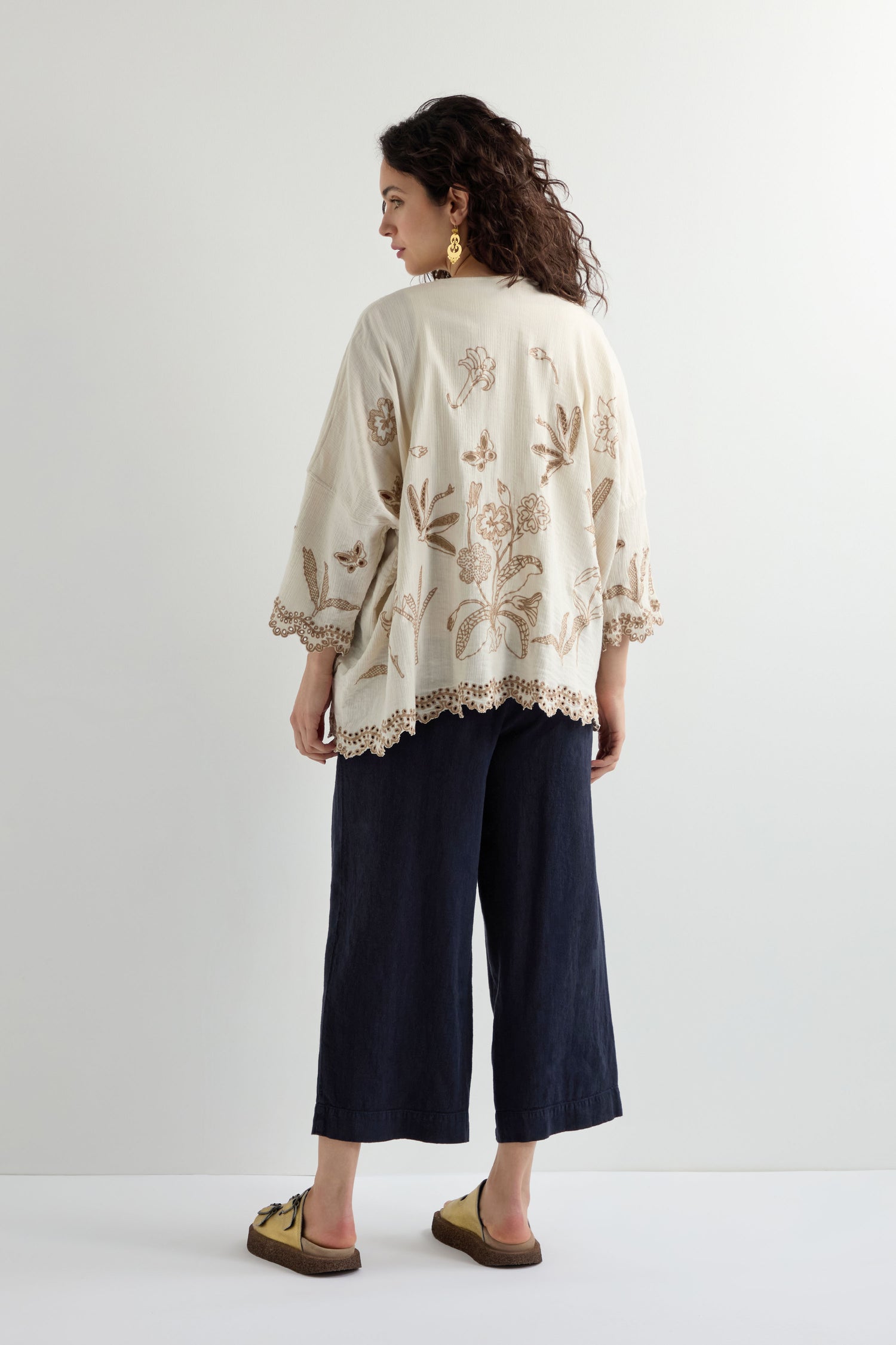 Embroidered Tranquility Cotton Kimono