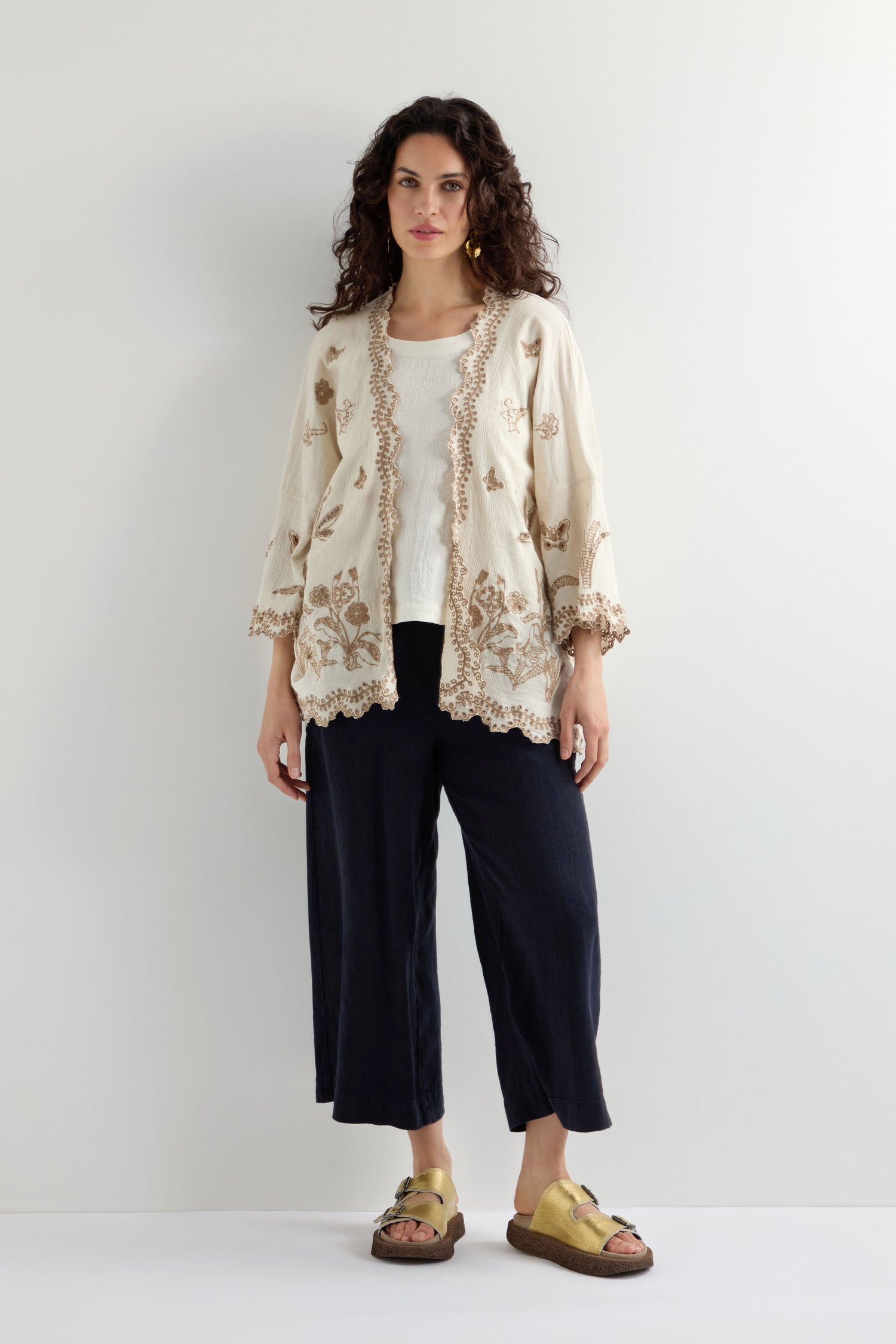Embroidered Tranquility Cotton Kimono