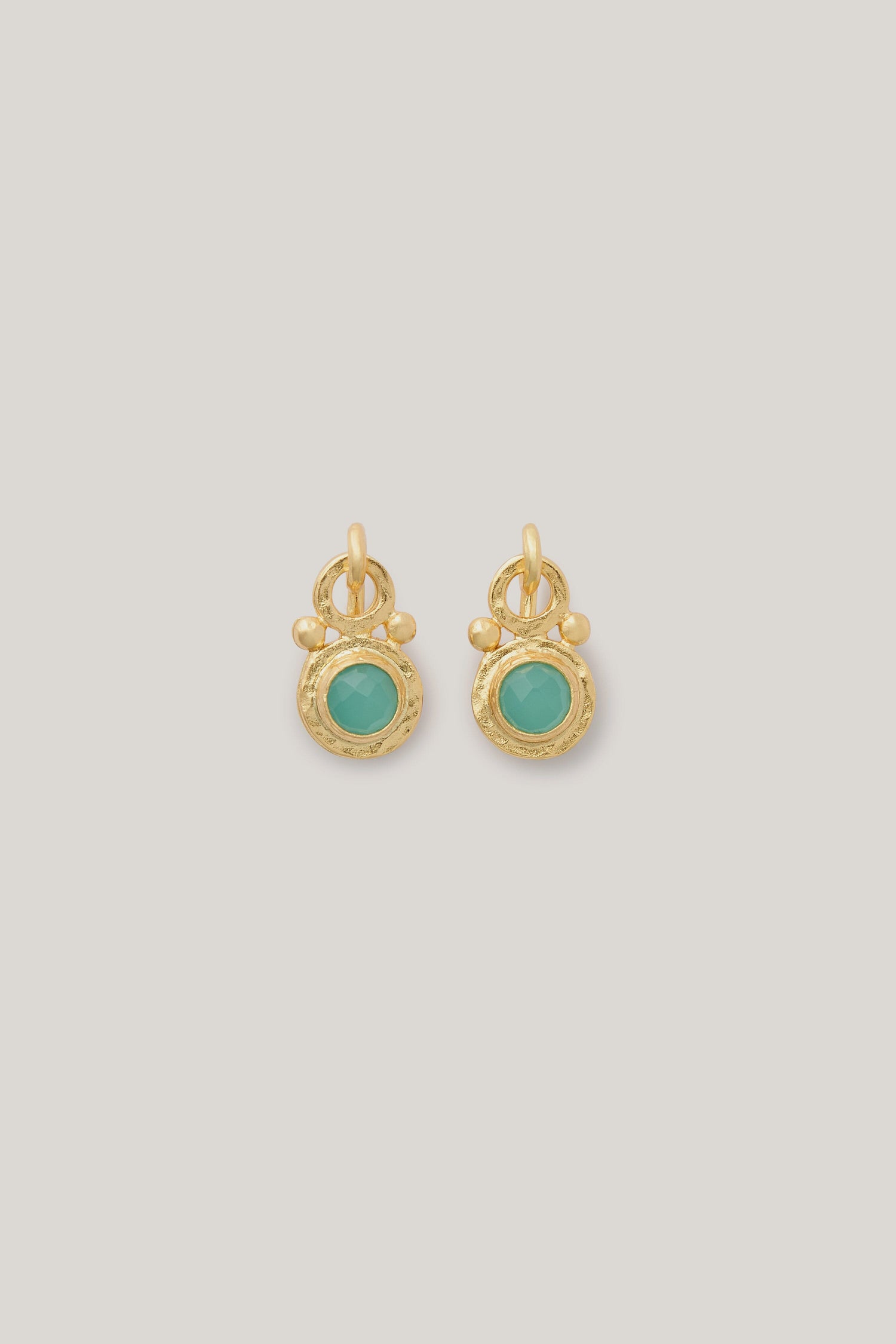 A pair of Handcrafted Aquamarine Drop Earrings with turquoise stones.