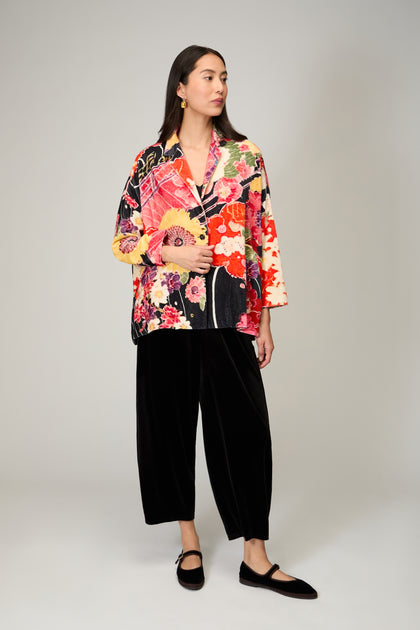 Abstract Poppy Velvet Jacket