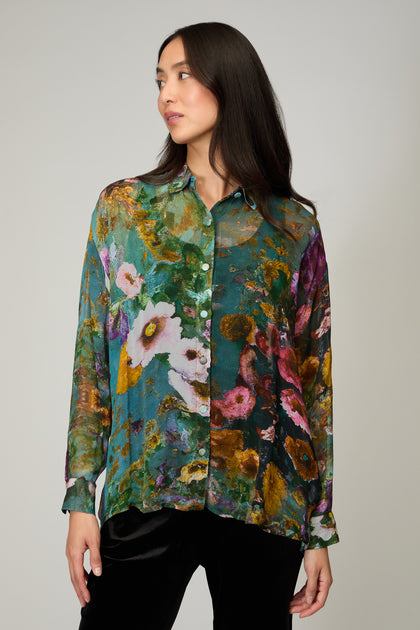 Painted Lilacs Chiffon Shirt
