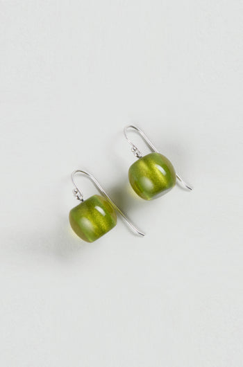 A pair of silver hook earrings with square, glossy green beads—these Colourful Bead Resin Earrings add contemporary jewellery flair to any look.