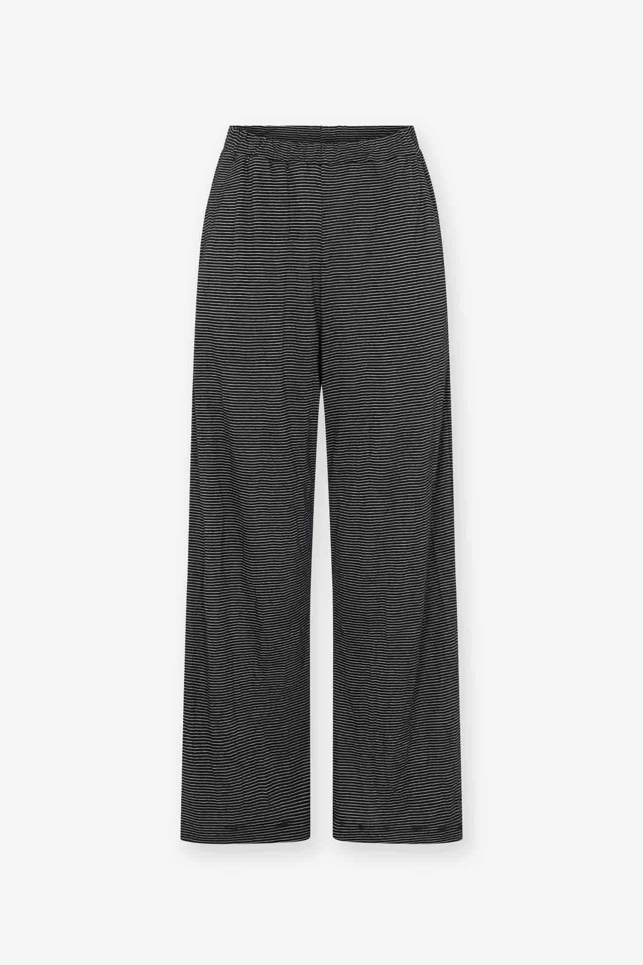 Black and white striped wide-leg Stripe Pant with elasticated waist displayed on a plain white background.