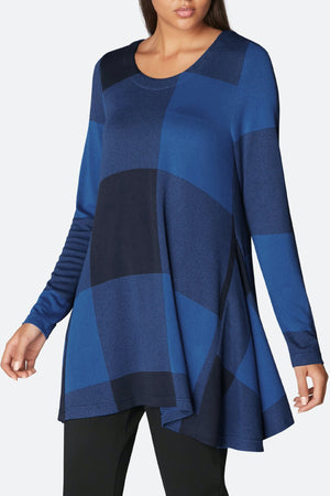 Large Check Jersey Flared Top