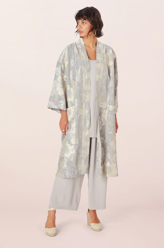 Rose Jacquard Long Line Jacket – Sahara