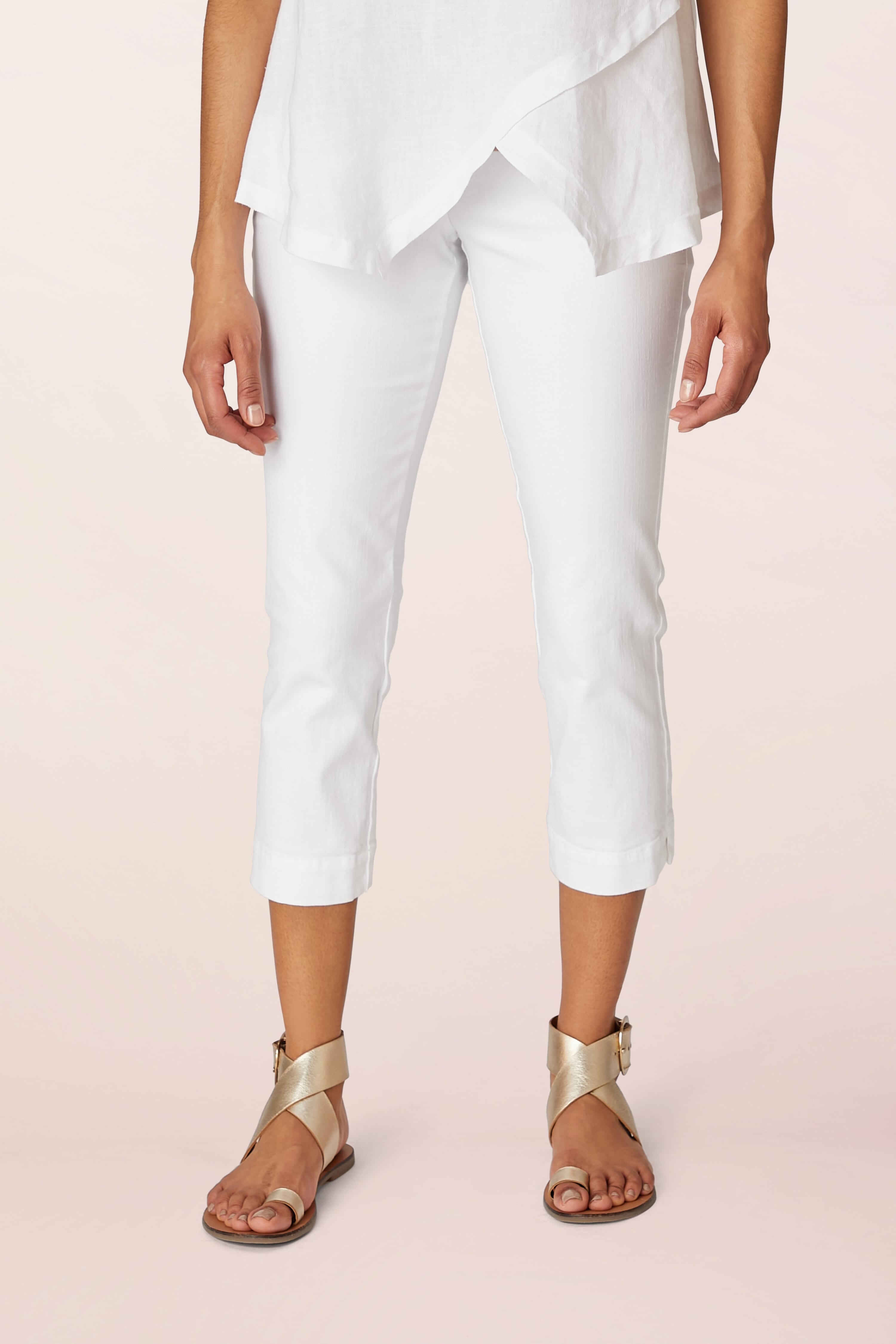 Cotton twill cropped trousers length 225 offwhite Anne Weyburn  La  Redoute